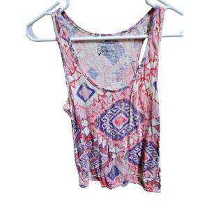 American Eagle Outfitters Tank Top Pink‎ Blue White Aztec Geometric Pattern L